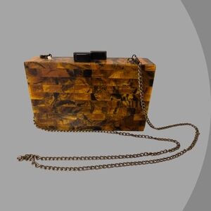 Brown Marbled Box Clutch